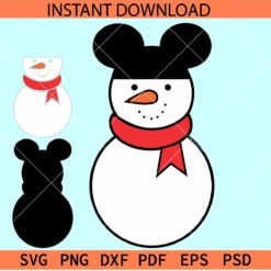 Mickey snowman layered SVG, Snowman with Mickey Ears SVG, Disney Snowman SVG