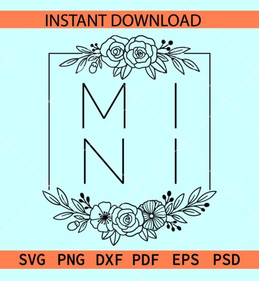 Mini Floral Frame SVG, Mini Flowers Frame SVG, Rectangular Frame Mini SVG