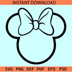 Mini mouse outline Ears Bow SVG, Minnie Mouse Outline SVG, Minnie Head Sketch SVG