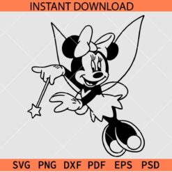 Minnie Fairy SVG, Flying Minnie Fairy Sketch SVG, Disney Fairy Flying SVG