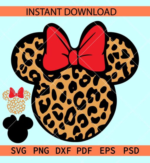 Minnie Leopard Prints Layered SVG, Leopard Prints Disney SVG, Minnie Head Cheetah Prints SVG