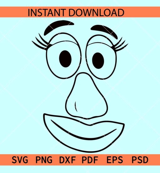 Mrs potato Sketch SVG, Mrs Potato Face SVG, Mrs Potato Outline SVG