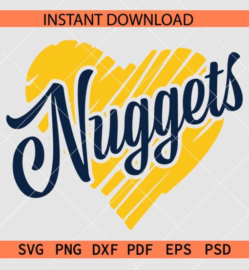 Nuggets Scribble Heart SVG, Nuggets Sports SVG, Nuggets Love Symbol SVG