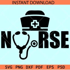 Nurse stethoscope and cap SVG, Nurse Hat SVG, Nurse SVG