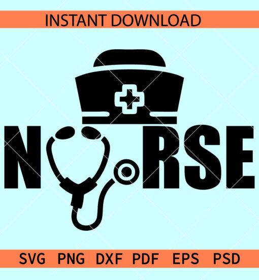 Nurse stethoscope and cap SVG, Nurse Hat SVG, Nurse SVG