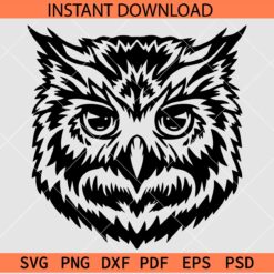 Owl Head Vector  SVG, Owl Head Silhouette SVG, Owl Head Stencil SVG
