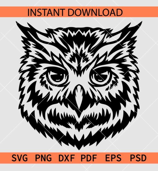 Owl Head Vector  SVG, Owl Head Silhouette SVG, Owl Head Stencil SVG