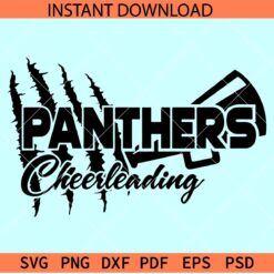 Panthers Cheerleading SVG, Panther Scratch SVG, Panther megaphone SVG