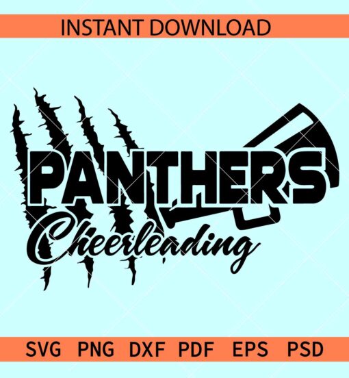 Panthers Cheerleading SVG, Panther Scratch SVG, Panther megaphone SVG