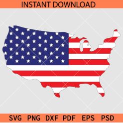 Patriotic American Map SVG, USA Map with Flag SVG, US Flag inside Map SVG