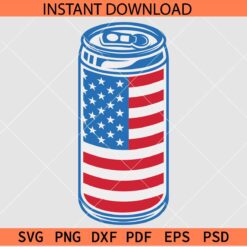 Patriotic Beer Can Colored SVG, US Flag inside Pop Can SVG