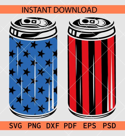 Patriotic Beer Cans Colored SVG, US Flag inside Pop Cans SVG, Patriotic Pop Cans SVG