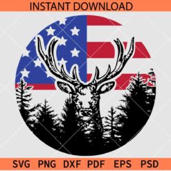 Patriotic Buck SVG, Patriotic Deer Budge SVG, American Flag with Buck SVG