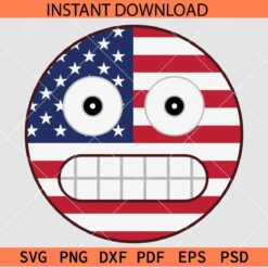 Patriotic Grimacing Emoji SVG, American Flag Grimacing Emoji SVG