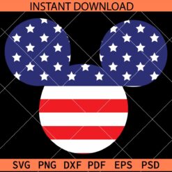 Patriotic Mickey Head SVG, America Flag Inside Mickey Head SVG, July 4th Mickey Mouse SVG