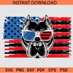 Patriotic Pitbull flag SVG, Pitbull inside American Flag SVG, American Flag with Pitbull head SVG