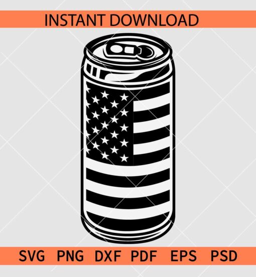 Patriotic Pop can SVG, American Flag inside pop can SVG, American Flag with in beer can SVG