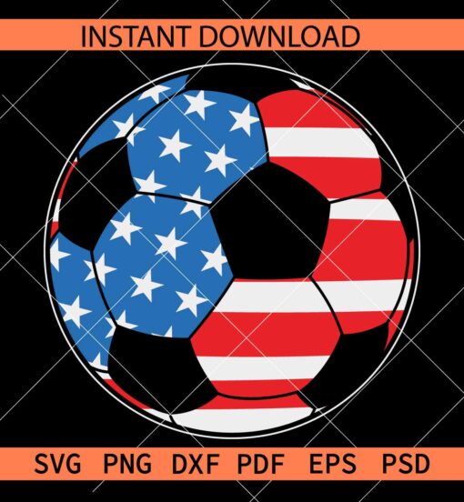 Patriotic Soccer Ball SVG, American Flag inside Soccer Ball SVG