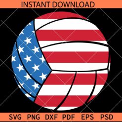 Patriotic Volleyball Ball SVG, American Flag inside Volleyball Ball SVG