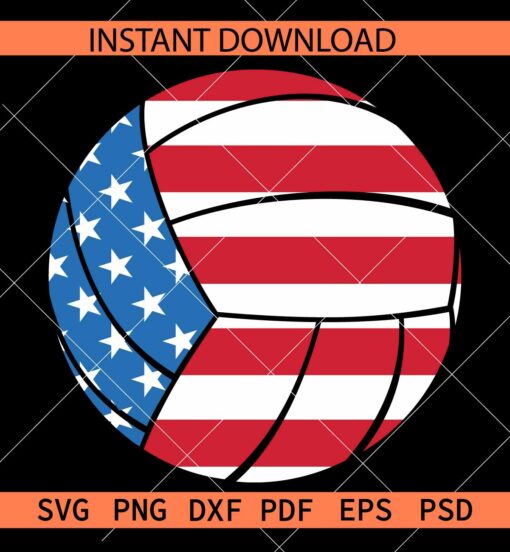 Patriotic Volleyball Ball SVG, American Flag inside Volleyball Ball SVG