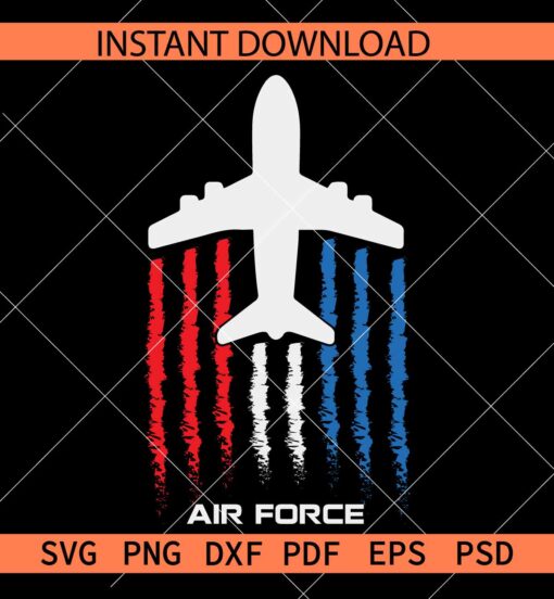Patriotic air force plane svg, Airforce Flag SVG, Air Force Plane with Flag SVG