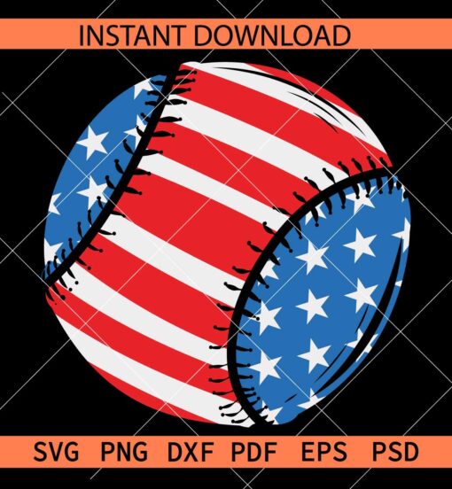 Patriotic baseball ball SVG, July 4th baseball ball SVG