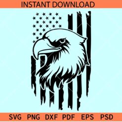 Patriotic eagle head SVG, Eagle inside USA Flag SVG, July 4th Eagle SVG