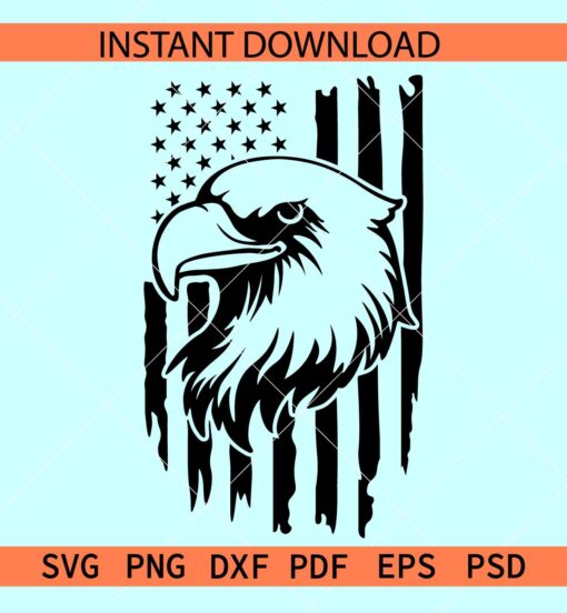 Patriotic eagle head SVG, Eagle inside USA Flag SVG, July 4th Eagle SVG