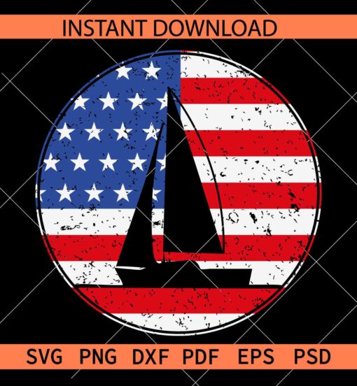 Patriotic sailing SVG, American Flag sailor badge SVG, Patriotic Sailor SVG