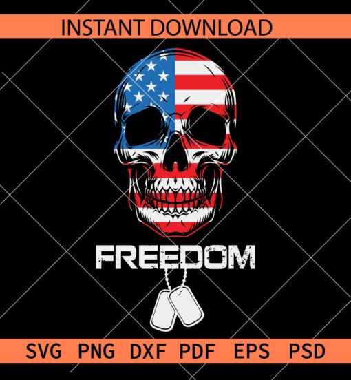 Patriotic skull Freedom SVG, American Flag inside skull Freedom SVG