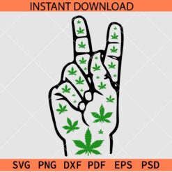 Peace Sign Hand with Weed SVG, Marijuana inside Peace hand sign SVG, 420 peace hand svg