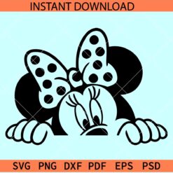 Peeking Minnie SVG, Minnie with Polka Dots Bow Peeking SVG