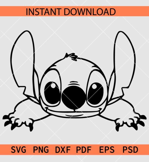 Peeking Stitch SVG, Stitch Sketch SVG, Stitch Coloring Page SVG