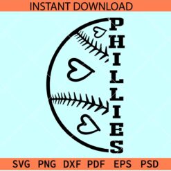 Phillies Baseball Half Ball SVG, Phillies Baseball monogram Svg