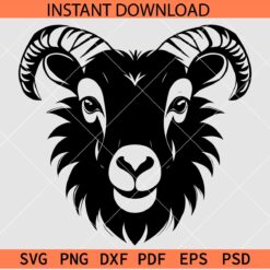 Ram Head Vector SVG, Ram Head Stencil SVG, Goat Head SVG