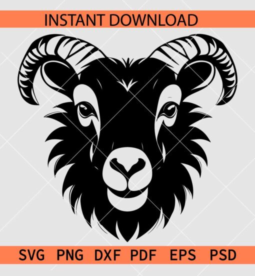 Ram Head Vector SVG, Ram Head Stencil SVG, Goat Head SVG
