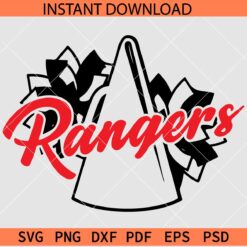 Rangers Cheer Sports SVG SVG, Rangers Pom Pom SVG, Rangers Megaphone SVG