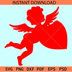 Red cupid SVG, Cupid Silhouette SVG, Flying Cupid SVG