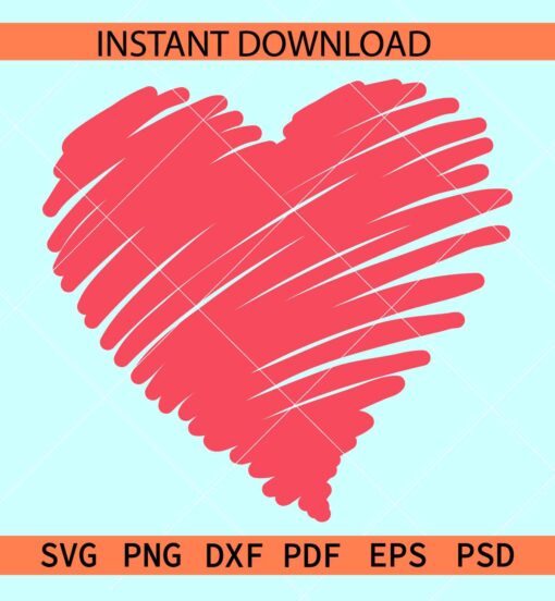 Red scribble heart SVG, Grunge Heart SVG, Rugged Heart SVG