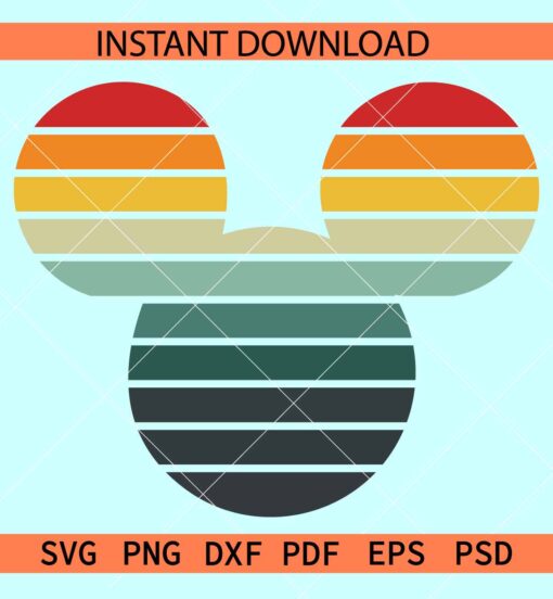 Retro Mickey Mouse SVG, Retro Circle Inside Mickey Head SVG, Retro Disney SVG