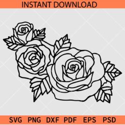 Rose Bundle Sketch SVG, Rose bouquet Vector SVG, Rose Flower Stencil SVG