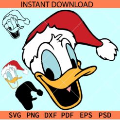 Santa Donald Duck SVG, Donald Duck with Santa Hat SVG, Christmas Donald Duck Vector 