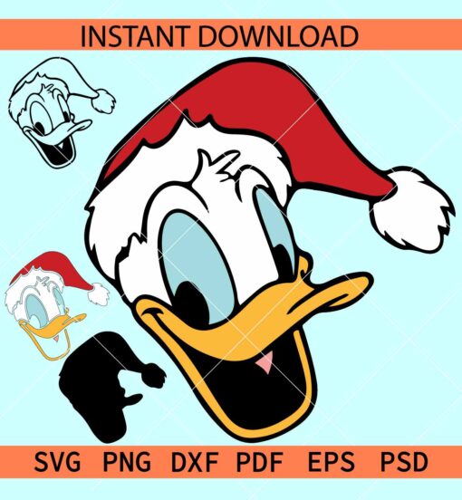 Santa Donald Duck SVG, Donald Duck with Santa Hat SVG, Christmas Donald Duck Vector 