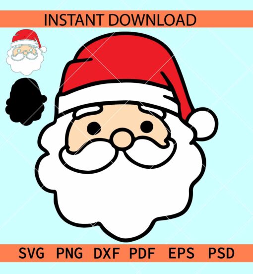 Santa Face SVG, Merry Christmas Santa Head SVG