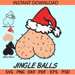 Santa Jingle Balls Vector, Naughty Christmas svg, Male genitals with Santa hat SVG