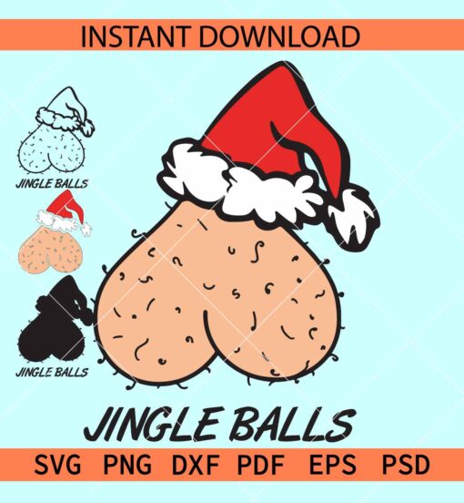 Santa Jingle Balls Vector, Naughty Christmas svg, Male genitals with Santa hat SVG