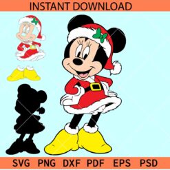 Santa Minnie Mouse Layered SVG, Happy Minnie Standing with Santa Hat SVG, Disney with Santa Hat SVG