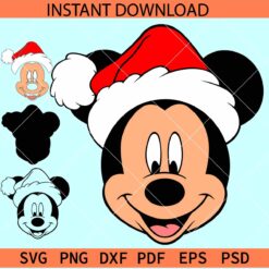 Santa mickey Mouse SVG, Mickey Mouse with santa Hat SVG, Disney with Santa Hat SVG