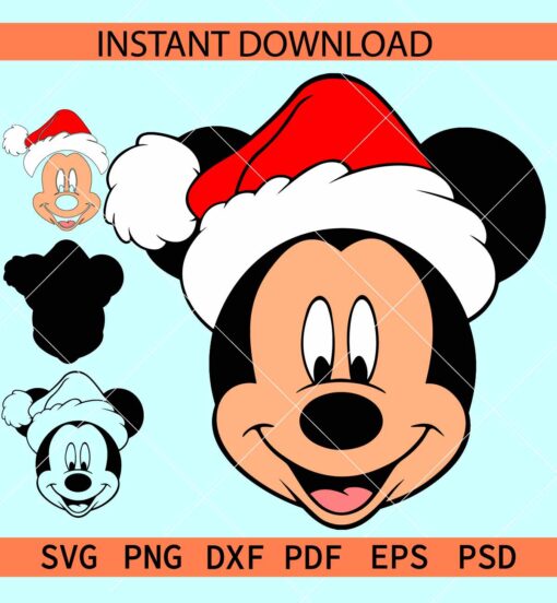 Santa mickey Mouse SVG, Mickey Mouse with santa Hat SVG, Disney with Santa Hat SVG