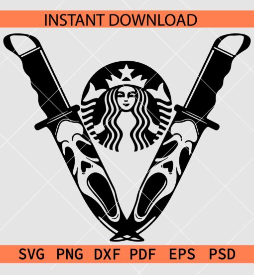 Scream Starbucks knives SVG, Knife scream ghost SVG